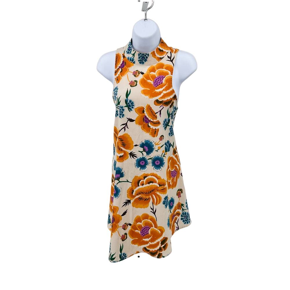 By Together Dress WMNS M Cream Floral Mock Neck Tank Backless Retro Cottagecore - Picture 7 of 9